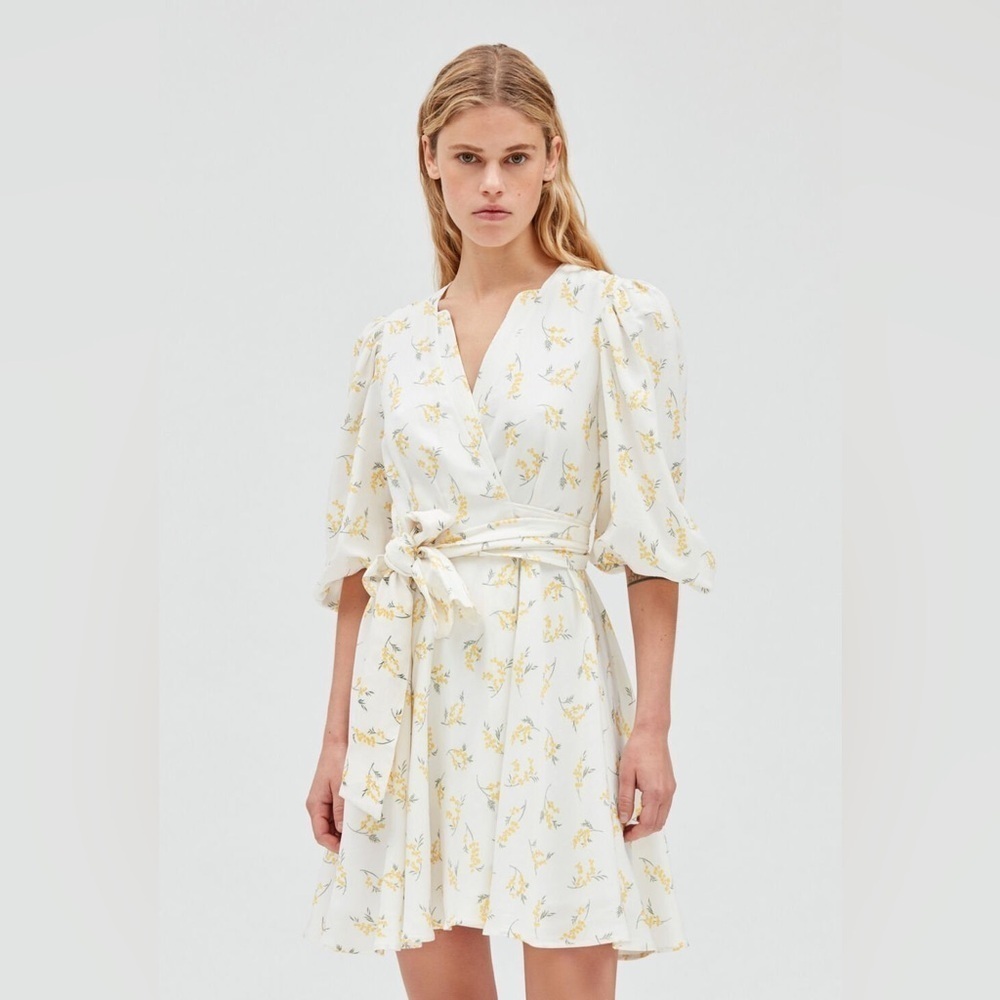 CLAUDIE PIERLOT Mini Short Wrap Around Floral Mimosa Dress Size 34 (US 4) - Picture 2 of 9